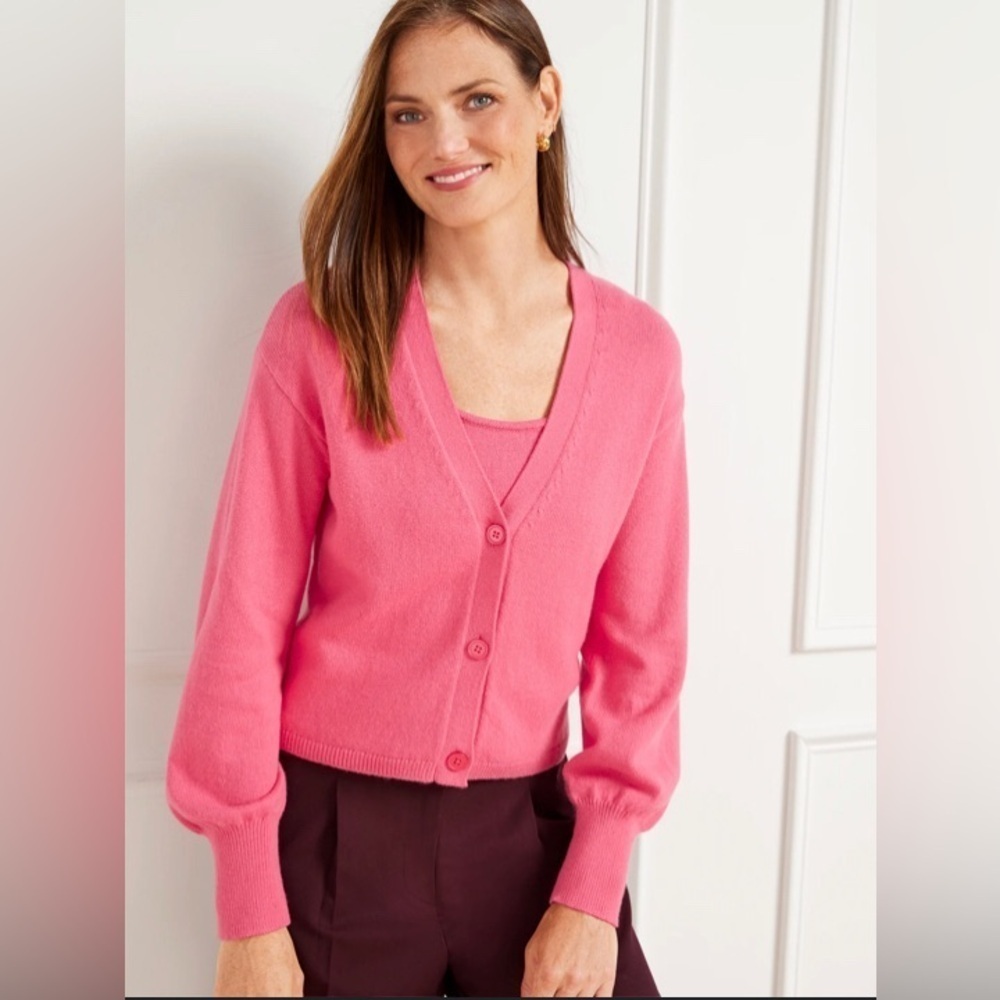 Talbots bishops sleeve cardigan 2 piece set. Barbiecore preppy. Careerwear S